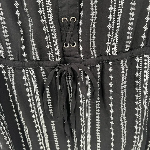 Paige poet tunic top black boho southwestern striped lightweight blouse M - Picture 3 of 11